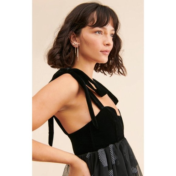 For Love & Lemons Alexandra Mini Dress Velvet Heart Houndstooth Size XS - Picture 5 of 8